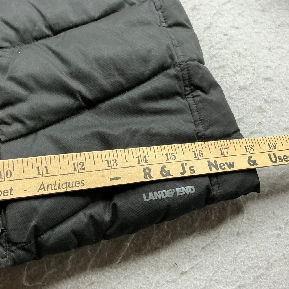 Lands' End Puffer Parka Faux Fur Hood Black Girl Small PrimaLoft Quilted Coat